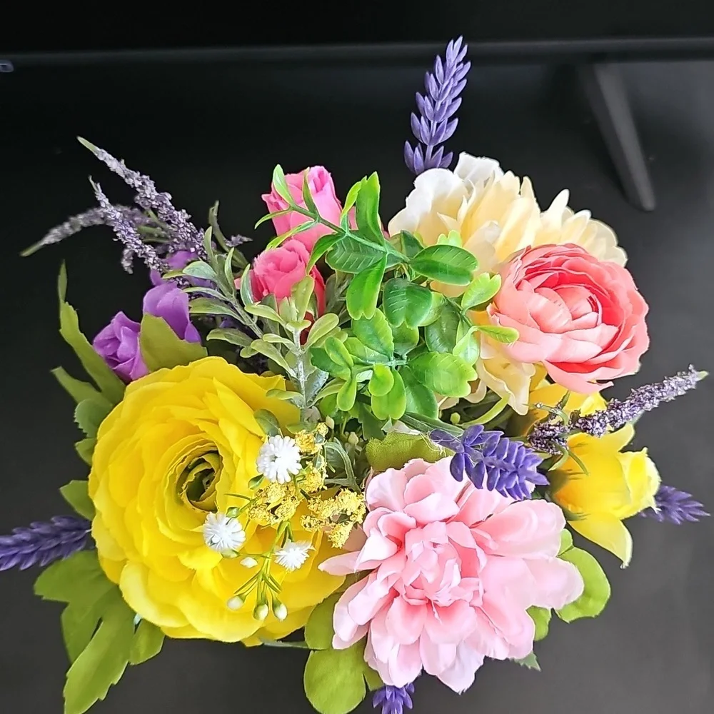 LENOX CREAM VASE Elegant Cream Vase with Colorful Artificial Flowers